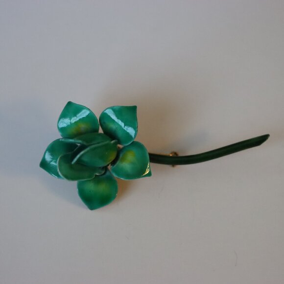 Vintage Signed Original By Robert Green Turquoise Enamel Flower Brooch Pin - Picture 1 of 4